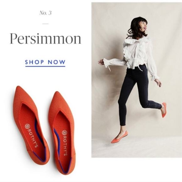 Rothy's The Point Persimmon Flats Size 7 Rare Retired Orange - Picture 10 of 10